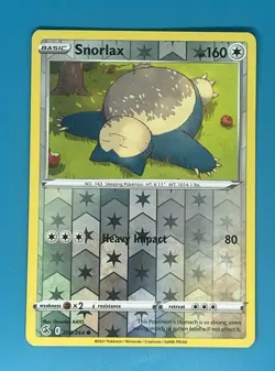 Pokemon Snorlax 206/264 Swsh08: Fusion Strike Reverse Holo - Image 1