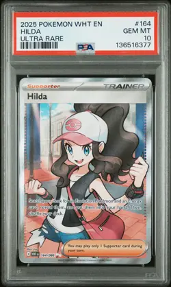 2025 POKEMON WHT EN-WHITE FLARE ULTRA RARE #164 HILDA PSA 10 - Image 1