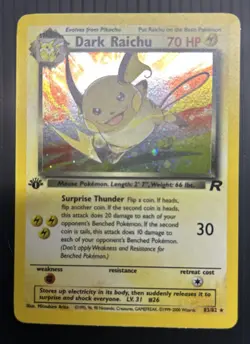 Pokemon Dark Raichu Holo 1st Edition Secret Rare Near Mint, Very Clean Copy! - Image 1