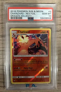 2018 Pokemon Charizard Reverse Holo #3 - Dragon Majesty - PSA 10 GEM MINT - Image 1