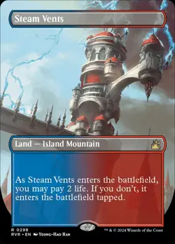 FOIL Steam Vents (BORDERLESS) MTG | NM/EX | Ravnica Remastered - Image 1