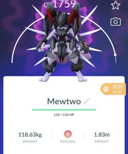 Pokemon Go PTC Acc, Guaranteed Lucky Armor Mewtwo - Image 1