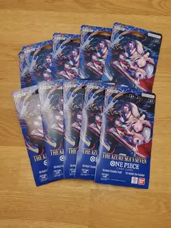 ONE PIECE OP14 THE AZURE SEA’S SEVEN SLEEVED BOOSTER PACK LOT OF 10 - IN HAND - Image 1