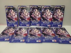 10 x One Piece OP14 - THE AZURE SEA’S SEVEN - Sleeved Blister Booster Packs Lot - Image 1