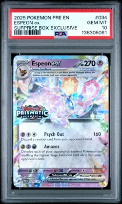 2025 POKEMON PRE EN-PRISMATIC EVOLUTIONS SURPRISE BOX EXCLUSIVE ESPEON EX PSA 10 - Image 1