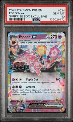2025 POKEMON PRE EN-PRISMATIC EVOLUTIONS SURPRISE BOX EXCLUSIVE ESPEON EX PSA 10 - Image 1