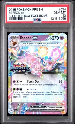 2025 POKEMON PRE EN-PRISMATIC EVOLUTIONS SURPRISE BOX EXCLUSIVE ESPEON EX PSA 10 - Image 1