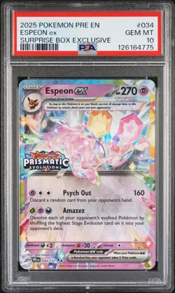 2025 POKEMON PRE EN-PRISMATIC EVOLUTIONS SURPRISE BOX EXCLUSIVE ESPEON EX PSA 10 - Image 1