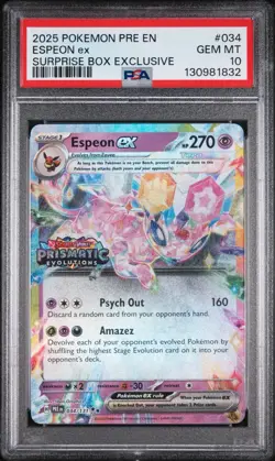 2025 POKEMON PRE EN-PRISMATIC EVOLUTIONS SURPRISE BOX EXCLUSIVE ESPEON EX PSA 10 - Image 1