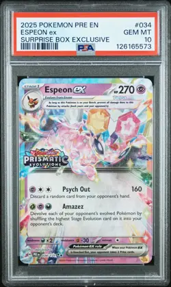 2025 POKEMON PRE EN-PRISMATIC EVOLUTIONS SURPRISE BOX EXCLUSIVE ESPEON EX PSA 10 - Image 1