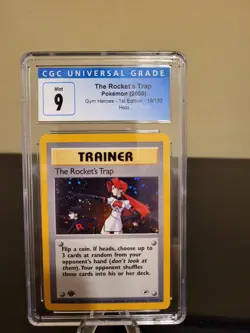 CGC 9 MINT The Rocket's Trap Gym Heroes 1st Edition 19/132 Holo Pokemon Card - Image 2