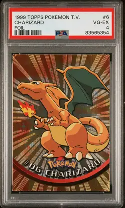 PSA 4 Charizard Foil Topps #6 1st Print Blue Logo 1999 Pokemon TV VG EX - Image 1