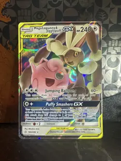 Pokemon TCG Mega Lopunny & Jigglypuff GX 165/236 Cosmic Eclipse Holo Card NM - Image 1