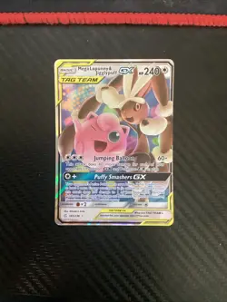 Pokemon TCG Mega Lopunny & Jigglypuff GX 165/236 Cosmic Eclipse Holo Card NM - Image 1