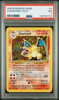 1999 POKEMON BASE SET UNLIMITED #4 CHARIZARD-HOLO PSA 7 - Image 1