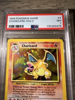 1999 POKEMON BASE SET UNLIMITED #4 CHARIZARD-HOLO PSA 7 New Slab - Image 3