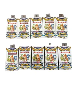 LOT of TEN Pokemon TCG: Brilliant Stars - Fun Pack - 3 Cards - Factory Sealed - Image 1