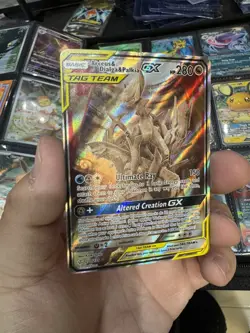 Arceus & Dialga & Palkia GX 221/236 Alternate Full Art Damaged Pokemon TCG Card - Image 1