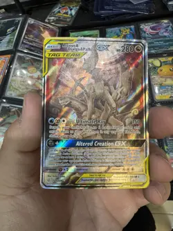Arceus & Dialga & Palkia GX 221/236 Alternate Full Art Damaged Pokemon TCG Card - Image 2
