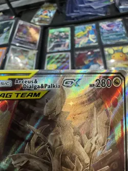 Arceus & Dialga & Palkia GX 221/236 Alternate Full Art Damaged Pokemon TCG Card - Image 3