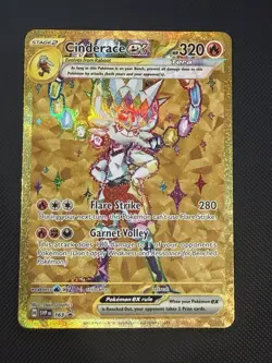 Pokemon TCG Cinderace EX SVP163 Gold Holo Black Star Promo Card NM/M Condition - Image 1