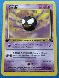 GASTLY 33/62 1st Edition Fossil Pokemon Card 1999 WOTC TCG NEAR MINT NM Vintage - Image 1