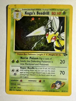 Pokemon TCG Koga's Beedrill Gym Challenge Holo Rare Card 9/132 MP - HP - Image 1