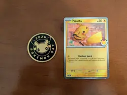Pikachu 051 /162 Stamped 2026 Pokemon Day 30 Promo TCG With Coin NM - Image 1