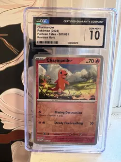 🔥 Charmander Pokemon (2024) Paldean Fates - 007/091 Reverse Holo CGC 10 - Image 1