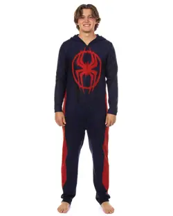 Marvel Spider-Man Miles Morales Union Suit Adult One Piece Hooded Pajamas - Image 4