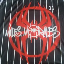 NWT Marvel Spider-Man Miles Morales Graffiti Pinstripe Basketball Jersey Sz 2XL - Image 1