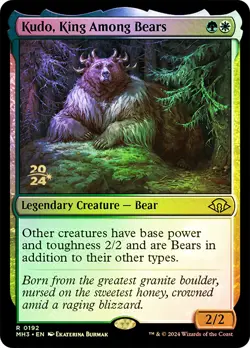 MTG FOIL Kudo, King Among Bears (Prerelease) (Modern Horizons 3) - Promo #192 - Image 1