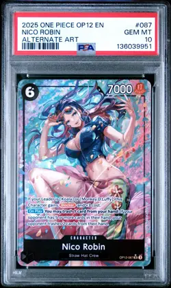 PSA 10 - 2025 ONE PIECE OP12-LEGACY OF THE MASTER 087 NICO ROBIN ALTERNATE ART - Image 1
