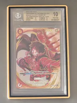 One Piece Japanese OP05 Monkey.D.Luffy Oda Signature ST01-012 BGS 10 Prestine - Image 1