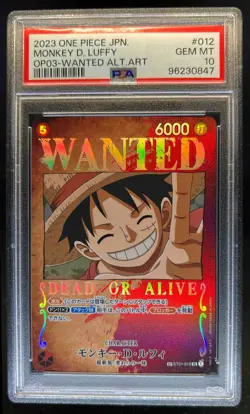 2023 One Piece Japanese Monkey.D.Luffy Wanted Alternate Art SR #ST01-012 PSA 10 - Image 1