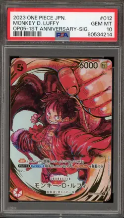 One Piece CCG Monkey.D.Luffy 1st Anniversary Signature Japanese ST01-012 PSA 10 - Image 1
