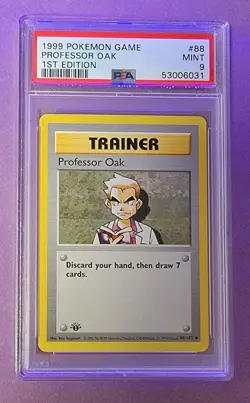 Professor Oak 1st Edition Shadowless Base Set UnCommon 88/102 Pokemon PSA 9 MINT - Image 1