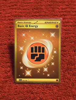 Pokemon TCG Basic Fighting Energy Scarlet & Violet Holo Gold Card 258/198 - Image 1
