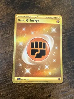 Pokemon TCG Basic Fighting Energy Scarlet & Violet Holo Gold Card 258/198 - Image 1