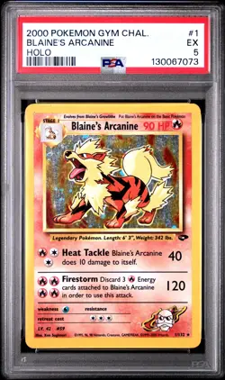 2000 POKEMON GYM CHALLENGE HOLO #1 BLAINE'S ARCANINE PSA 5 - Image 1