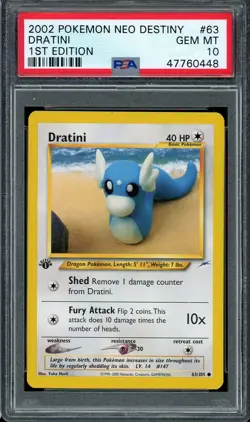 2002 Pokemon Neo Destiny #63 Dratini 1st Edition PSA 10 - Image 1