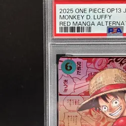 PSA 10 Luffy Red OP13-118 Manga Alt Art Carrying on His Will One Piece Card JP - Image 2