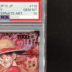 PSA 10 Luffy Red OP13-118 Manga Alt Art Carrying on His Will One Piece Card JP - Image 3