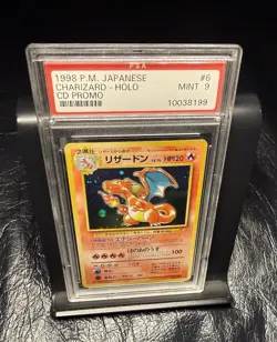 1998 P.M. PSA 9 CHARIZARD HOLO CD PROMO #6 Pokemon Japanese Card SLAB ZARD - Image 1