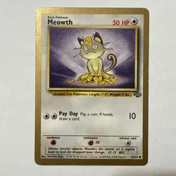 GOLD Border Meowth 56/64 Jungle Unlimited Pokemon TCG Card Vintage WOTC - Image 1