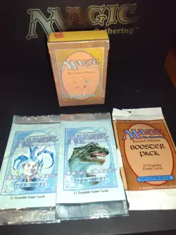 Magic The Gathering Revised Lot W/ Deck Box, 3 Empty Booster Packs, 2 Ice Age - Image 1