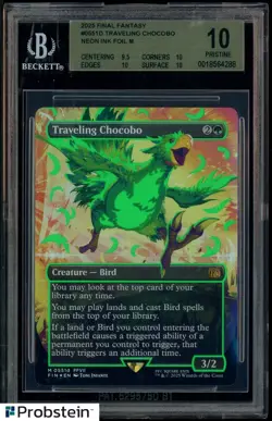 2025 MTG Final Fantasy Neon Ink Green #055d Traveling Chocobo BGS 10 PRISTINE - Image 1