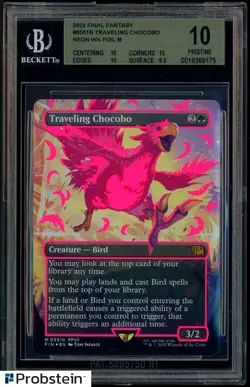 2025 MTG Final Fantasy Neon Ink Pink #055d Traveling Chocobo BGS 10 PRISTINE - Image 1