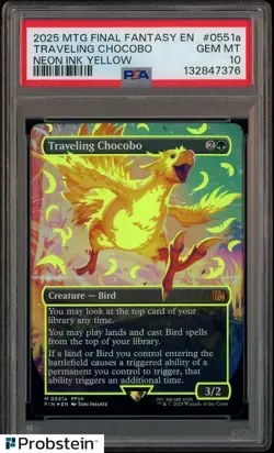 #1 2025 MTG Final Fantasy EN Neon Ink Yellow #0551a Traveling Chocobo PSA 10 - Image 1