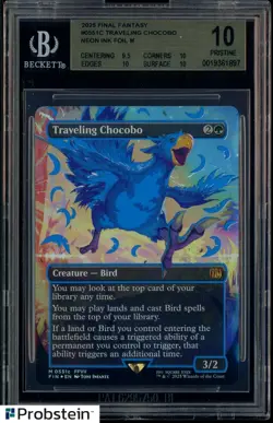 2025 MTG Final Fantasy #0551c Traveling Chocobo Neon Ink Blue Foil BGS 10 - Image 1